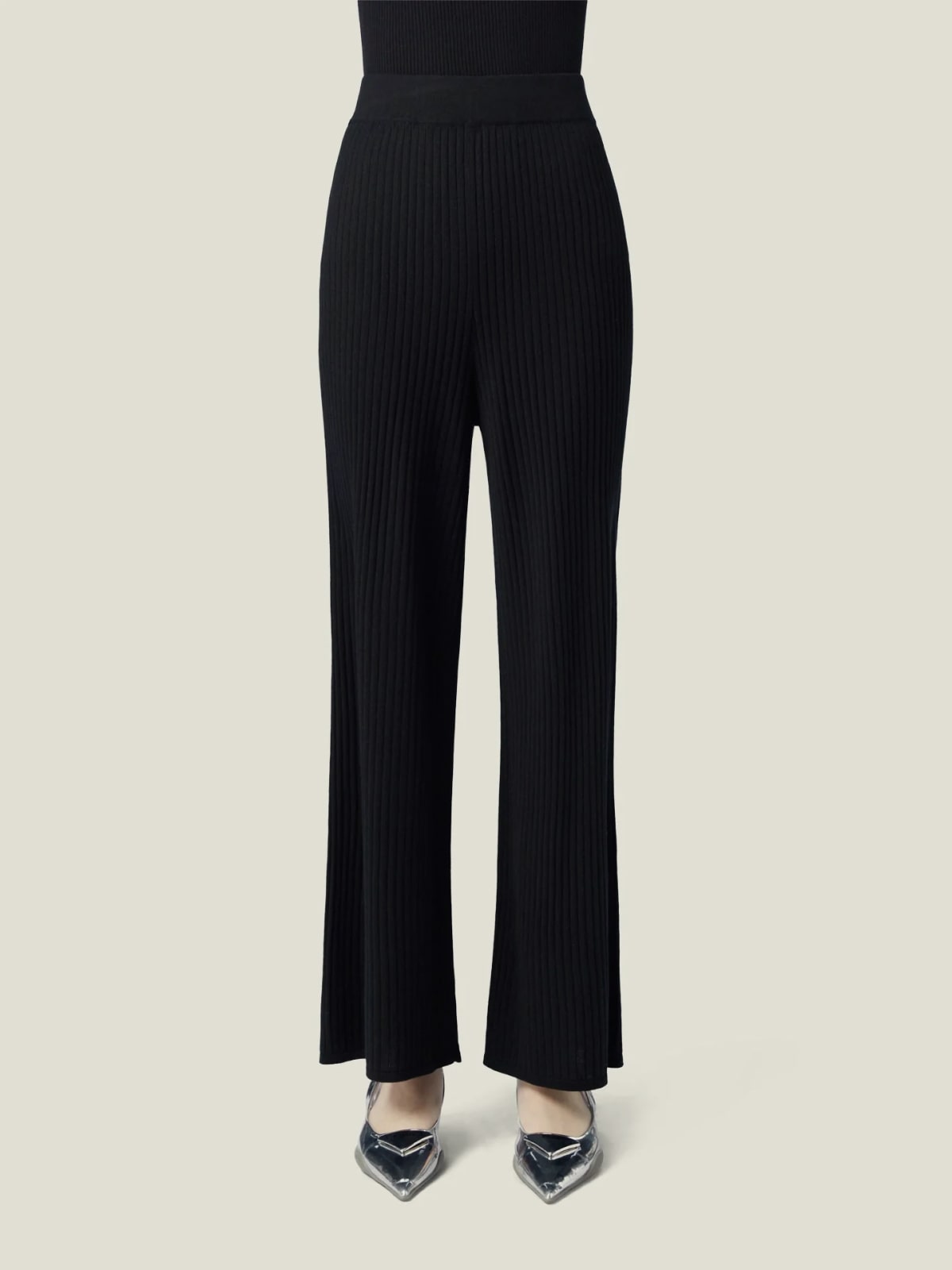 Rib-Knit Silk Cashmere Blend Pants