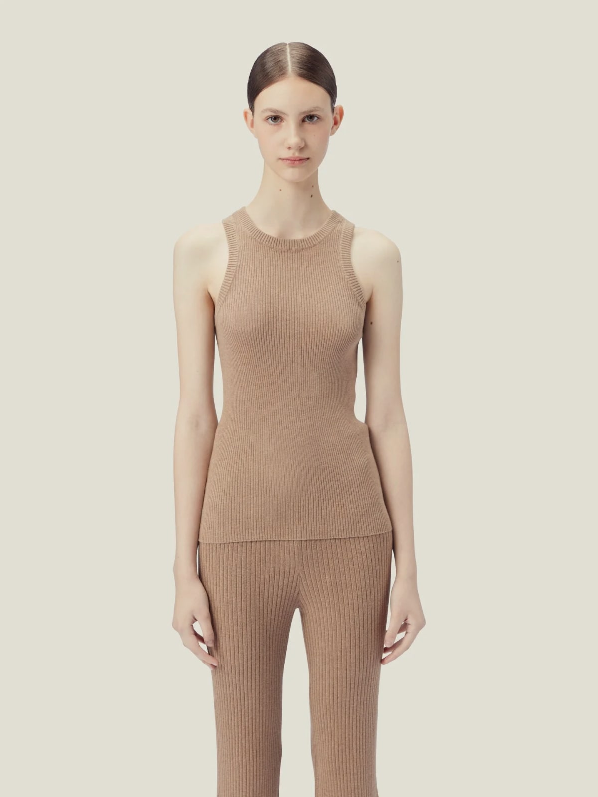 Ribbed Cotton Silk Cashmere Blend Tank Top