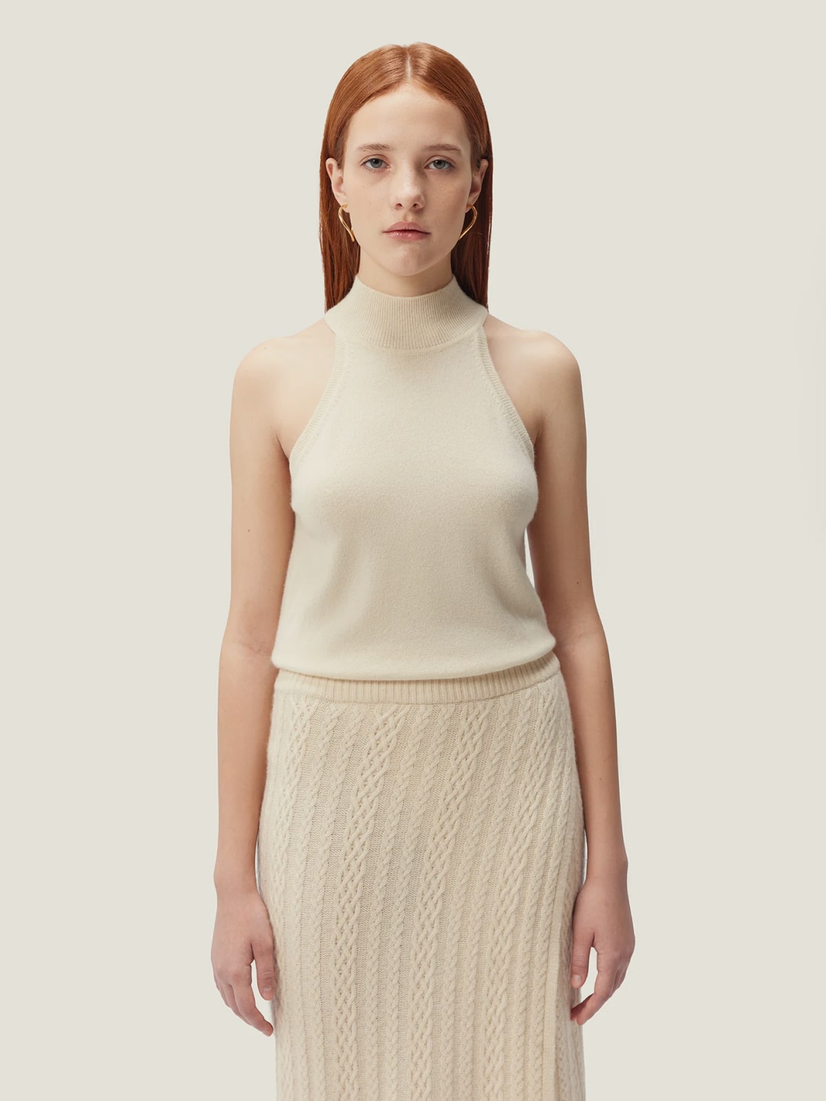 Organic Colour Cashmere Turtleneck Top