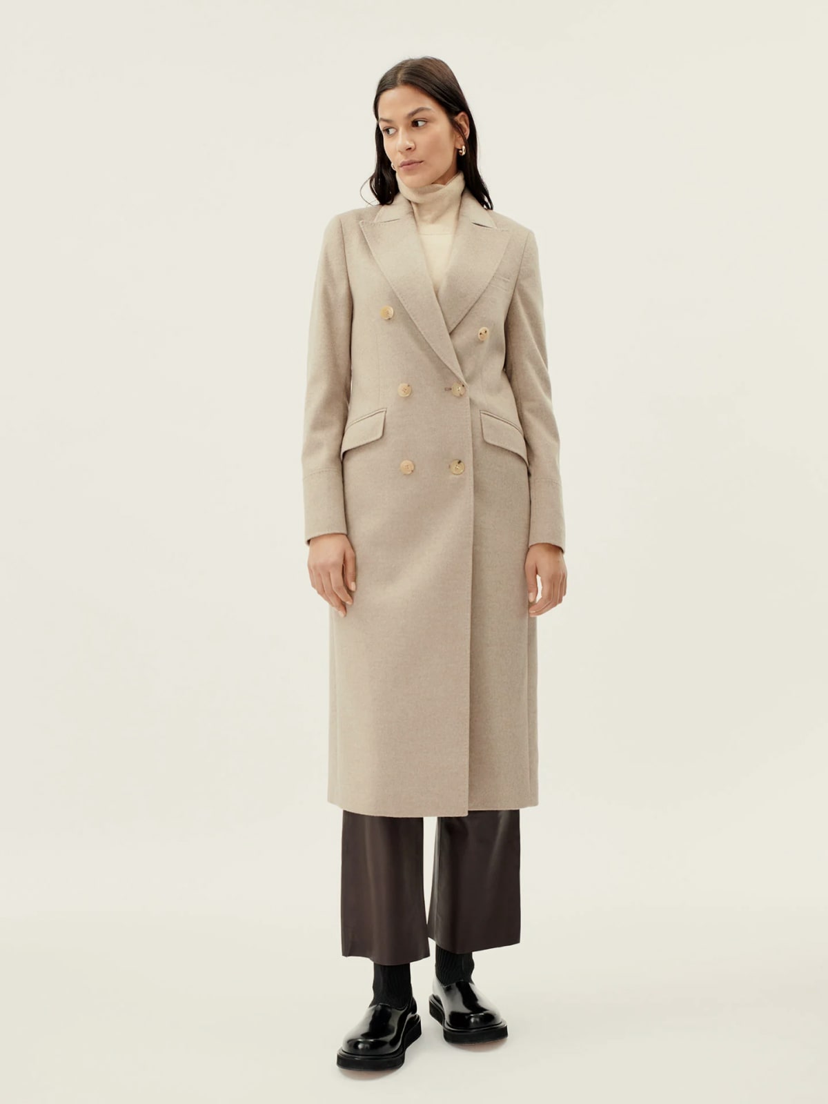 Cashmere Peak Lapel Long Coat