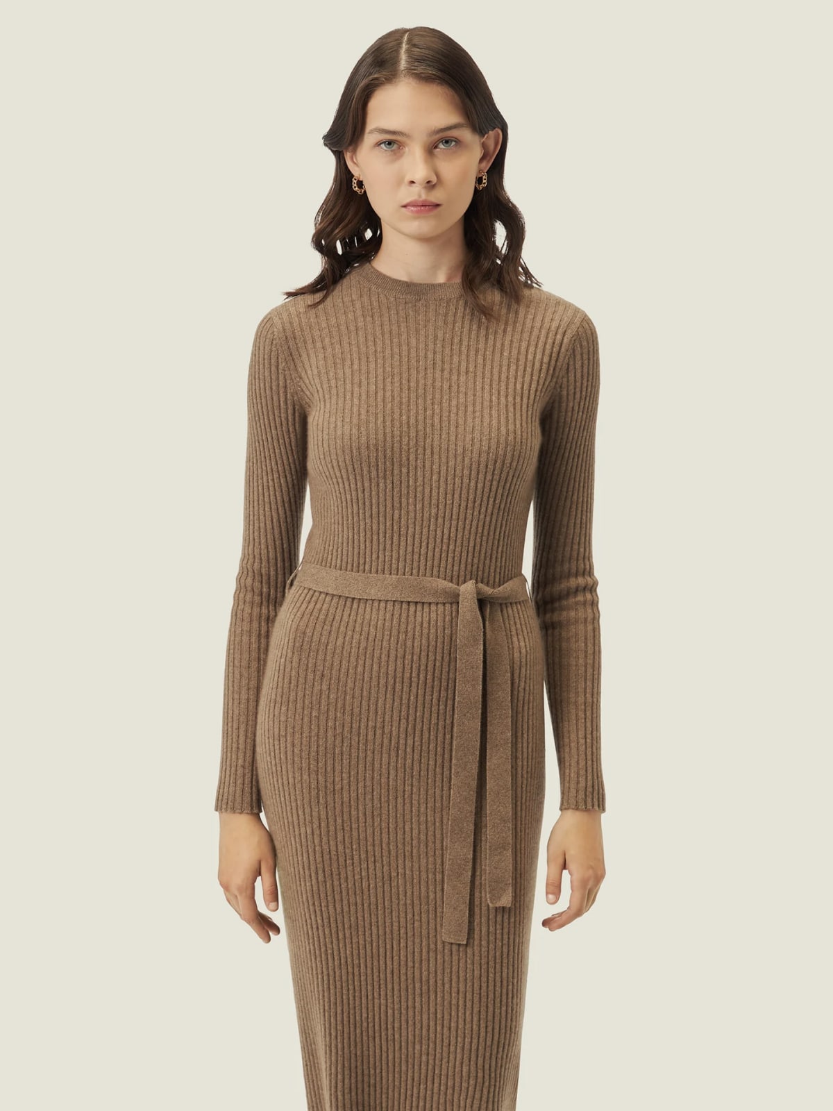 Organic Colour Cashmere Knit Dress with Belt
